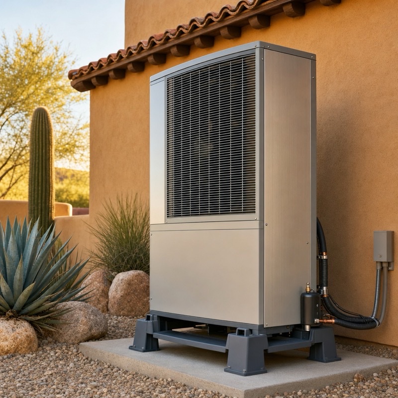 Heat pump installed at a desert-style Las Cruces home