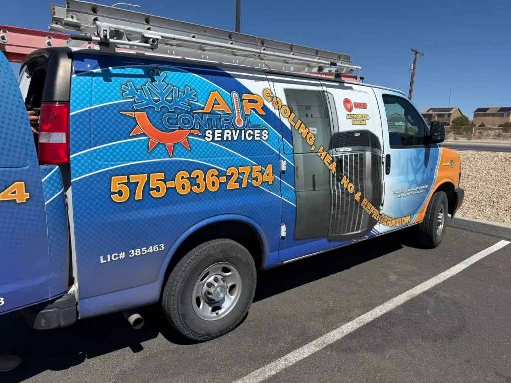 Air Control Services branded van with Trane authorized dealer decal
