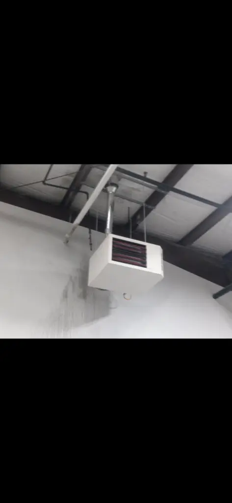 Commercial unit heater installed by Air Control Services in Las Cruces warehouse